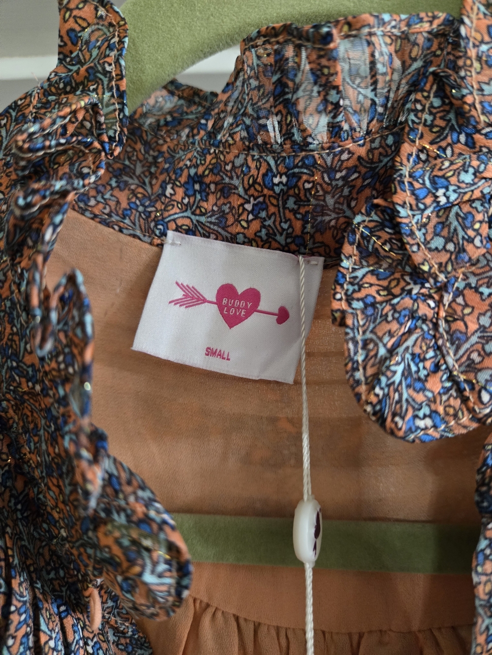 Buddy Love Rust and Blue Floral Ruffle Tiered Long Sleeve Dress - Picture 4 of 8